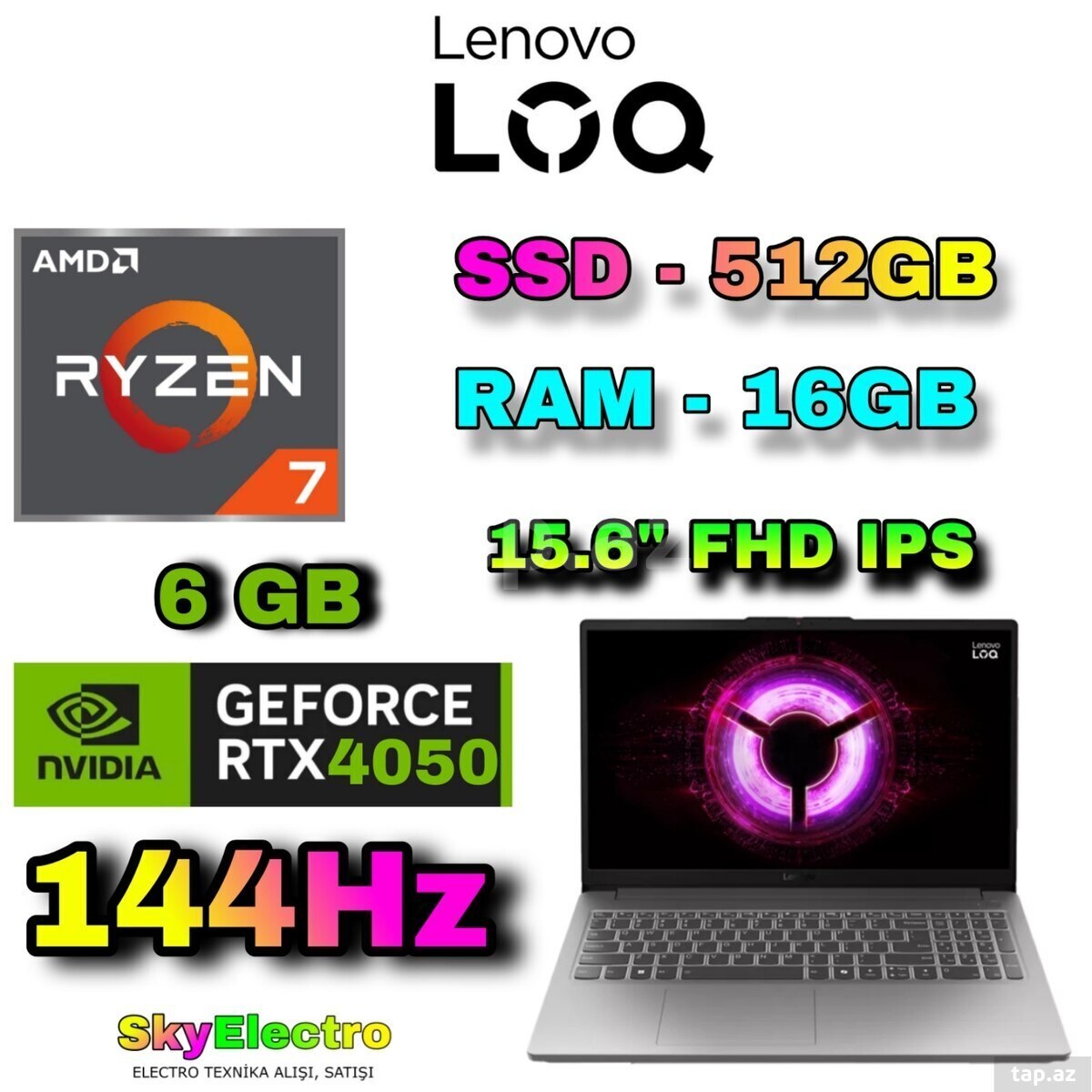 Lenovo LOQ 15ARP10E RTX 4050 6 GB Gaming Lenovo LOQ 15ARP10E RTX 4050 6 GB Gaming