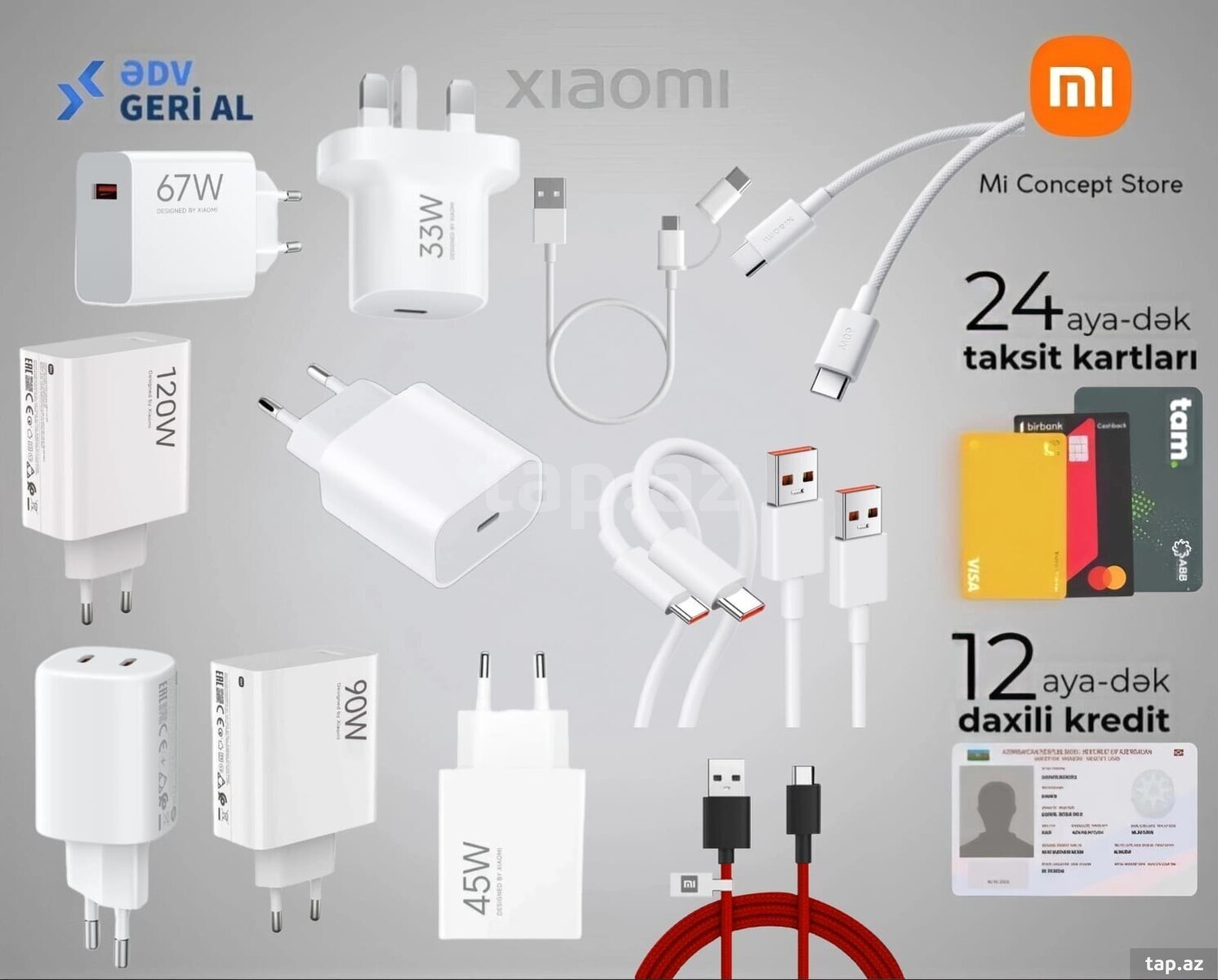 Adapter başlığı və USB Xiaomi Adapter başlığı və USB Xiaomi