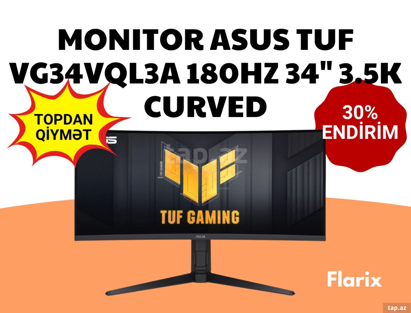 Monitor ASUS TUF GAMING VG34VQL3A 180Hz 34 3.5K CURVED Monitor ASUS TUF GAMING VG34VQL3A 180Hz 34 3.5K CURVED