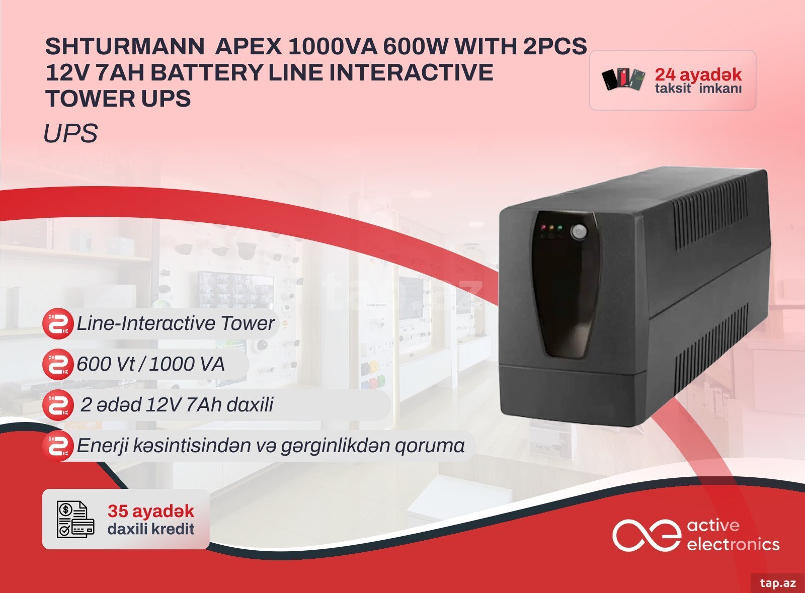 UPS SHTURMANN APEX 1000VA 600W UPS SHTURMANN APEX 1000VA 600W