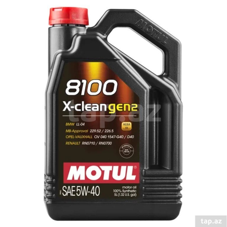 Motul 8100 X-Clean GEN2 5W40 5Lt mühərrik yağı Motul 8100 X-Clean GEN2 5W40 5Lt mühərrik yağı