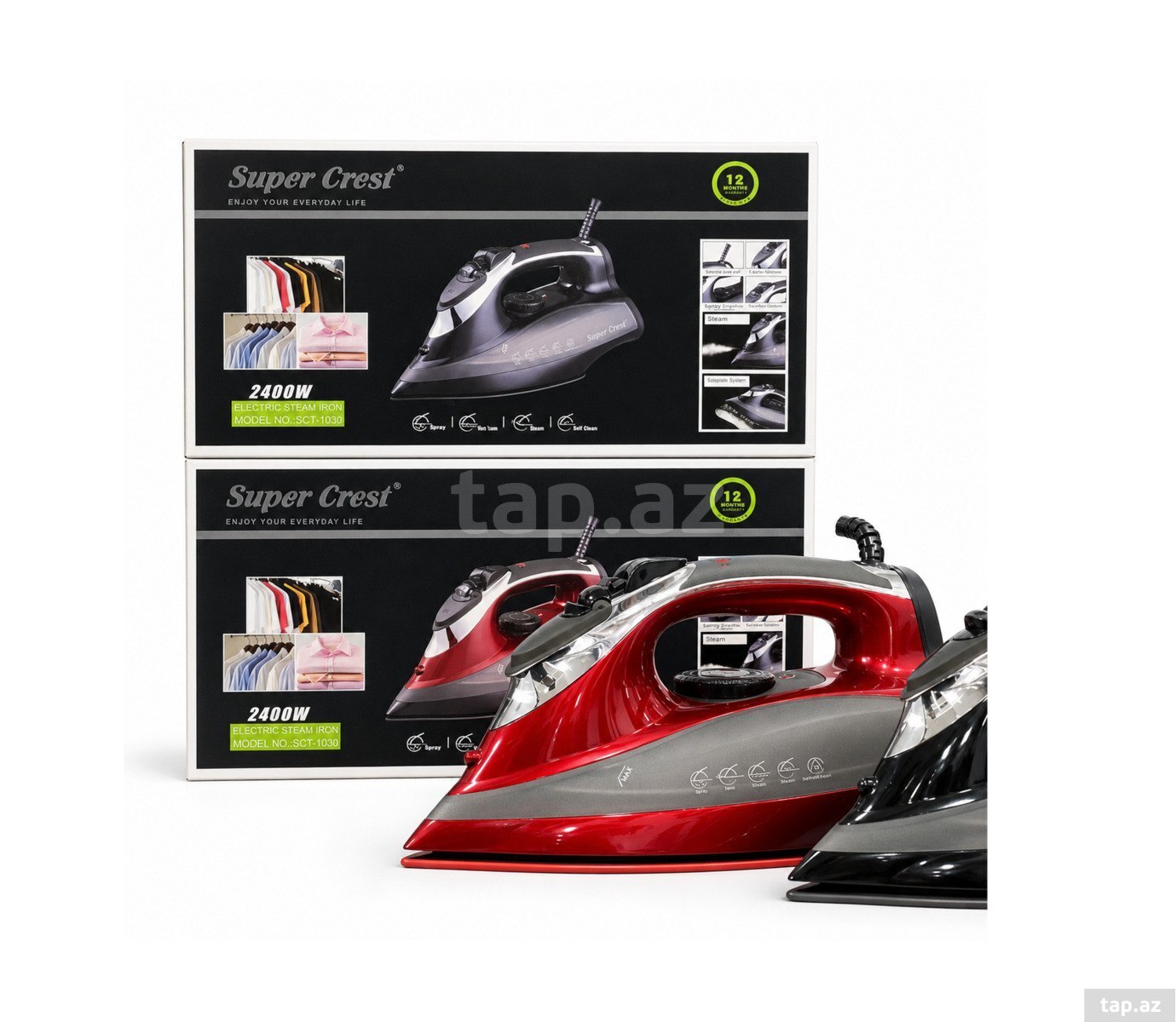 Buxarlı ütü Super Crest SCT-1030 3200 W, 390 ml, keramika altlıq Buxarlı ütü Super Crest SCT-1030 3200 W, 390 ml, keramika altlıq
