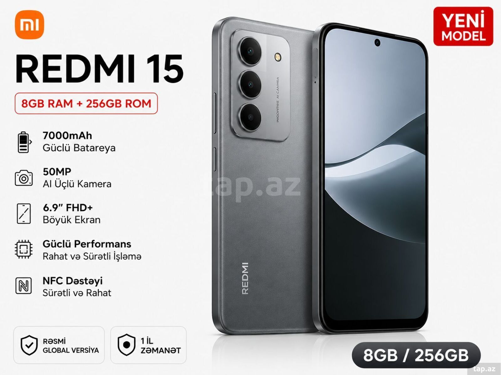 Xiaomi Redmi 15 Titan Gray 256GB 8GB Xiaomi Redmi 15 Titan Gray 256GB 8GB