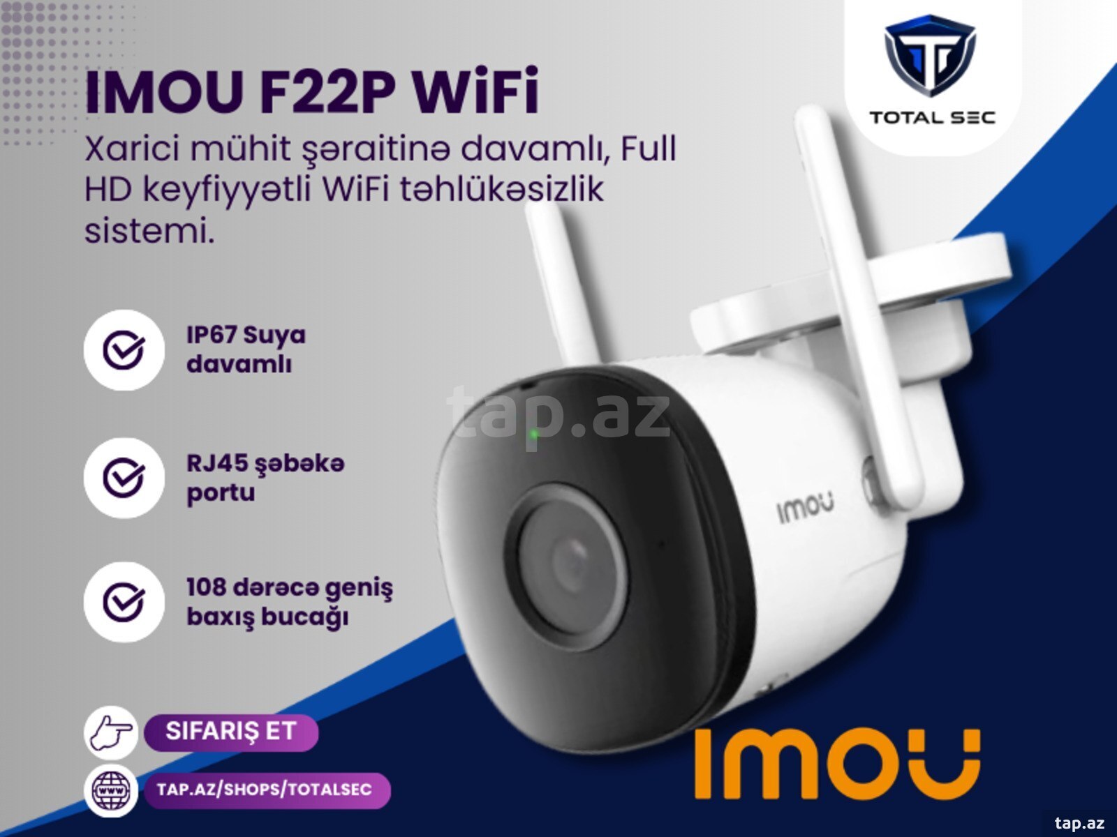 IMOU Bullet 2C (2MP) ağıllı Wi-Fi kamera (insan tanıma) IMOU Bullet 2C (2MP) ağıllı Wi-Fi kamera (insan tanıma)