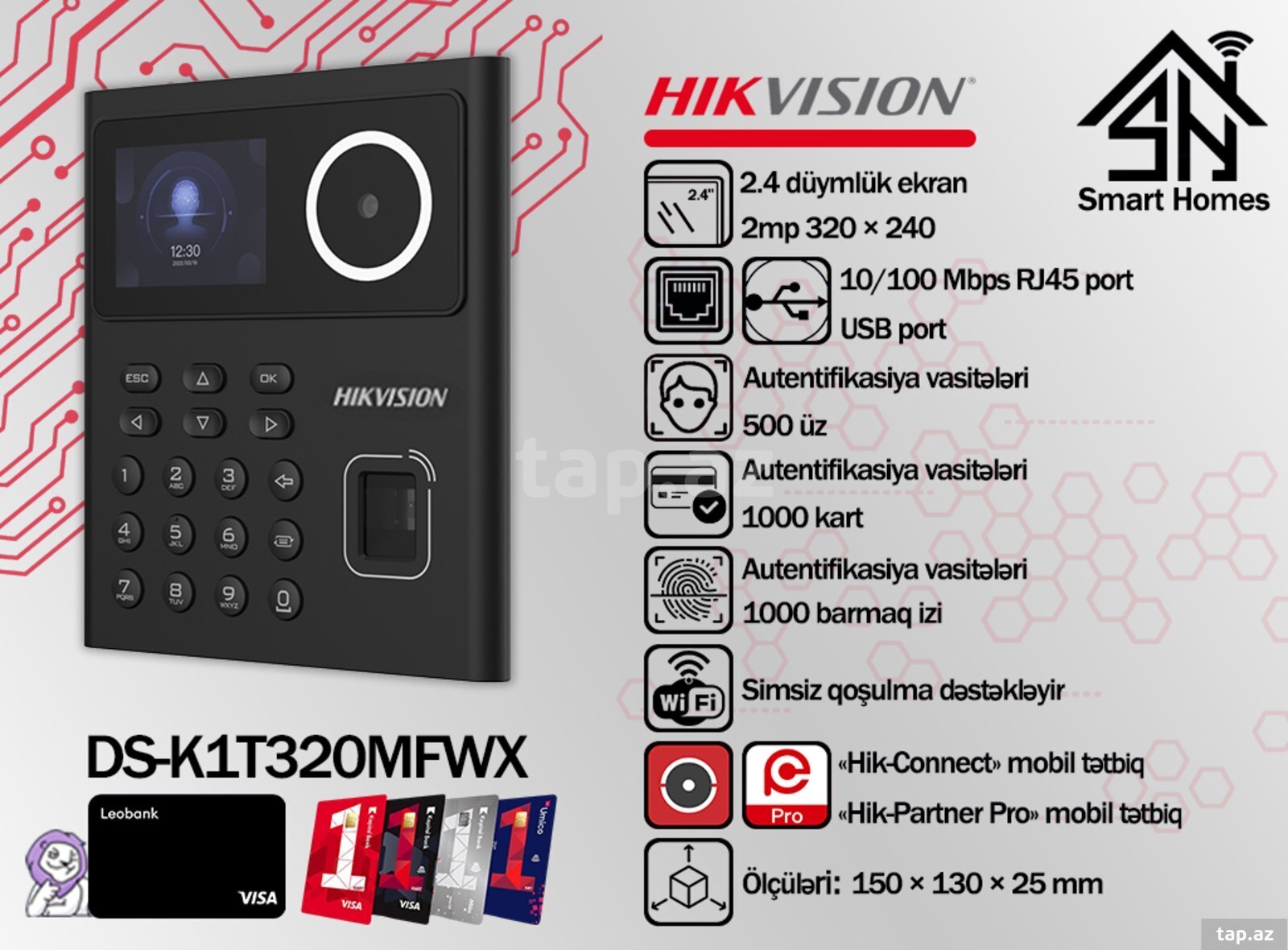 Hikvision access terminal üz tanıma cihazı DS-K1T320MFWX Hikvision access terminal üz tanıma cihazı DS-K1T320MFWX
