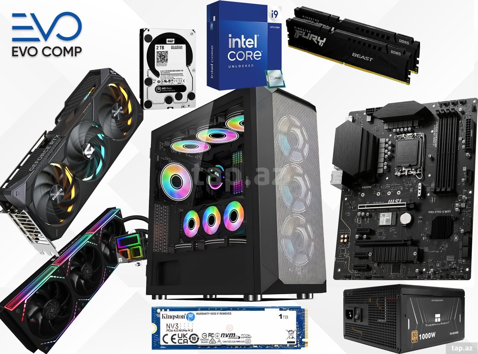 Evo Gaming PC Core i9-14900KF, RTX 5080 16GB, SSD 1TB + 2TB, RAM 32GB Evo Gaming PC Core i9-14900KF, RTX 5080 16GB, SSD 1TB + 2TB, RAM 32GB