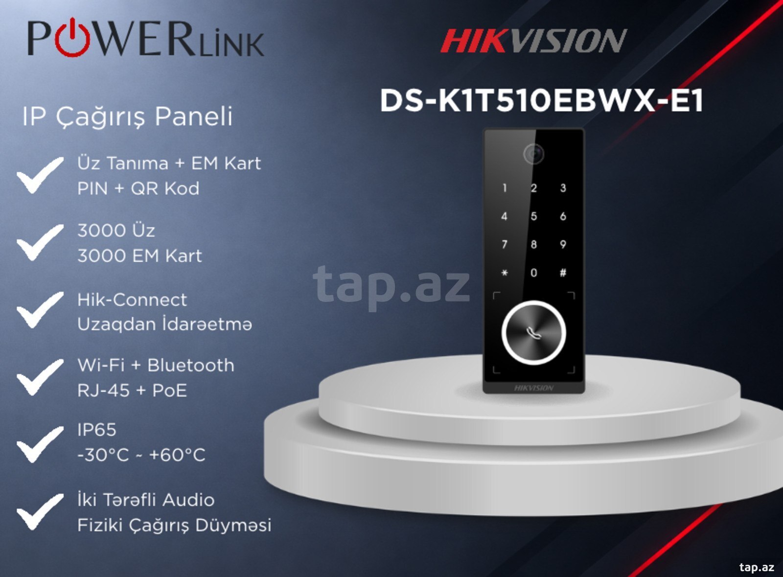 IP Domofon Çağırış Paneli Hikvision DS-K1T510EBWX-E1 IP Domofon Çağırış Paneli Hikvision DS-K1T510EBWX-E1
