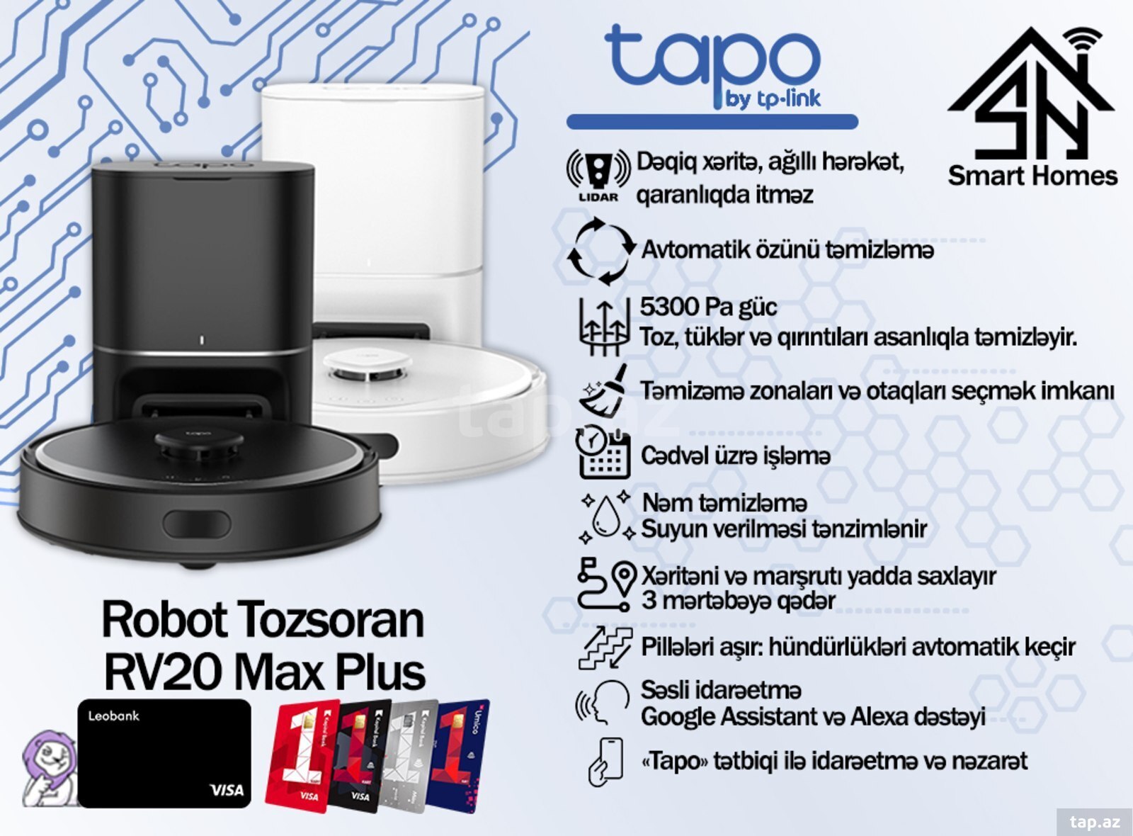 Tapo ağıllı robot tozsoran RV20 Max Plus Tapo ağıllı robot tozsoran RV20 Max Plus