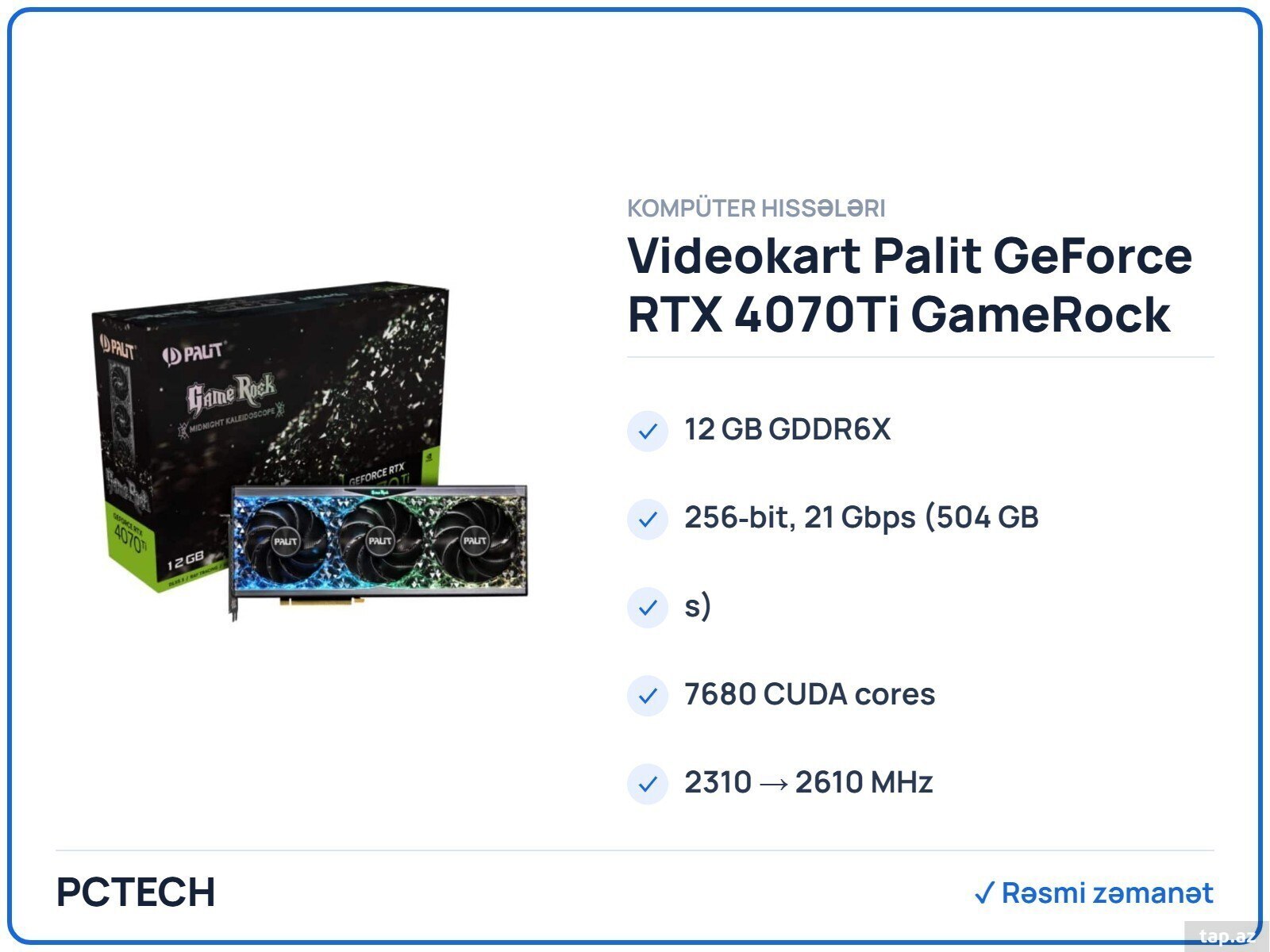 Video kart Palit GeForce RTX 4070Ti GameRock (NED407T019K9-1045G) Video kart Palit GeForce RTX 4070Ti GameRock (NED407T019K9-1045G)