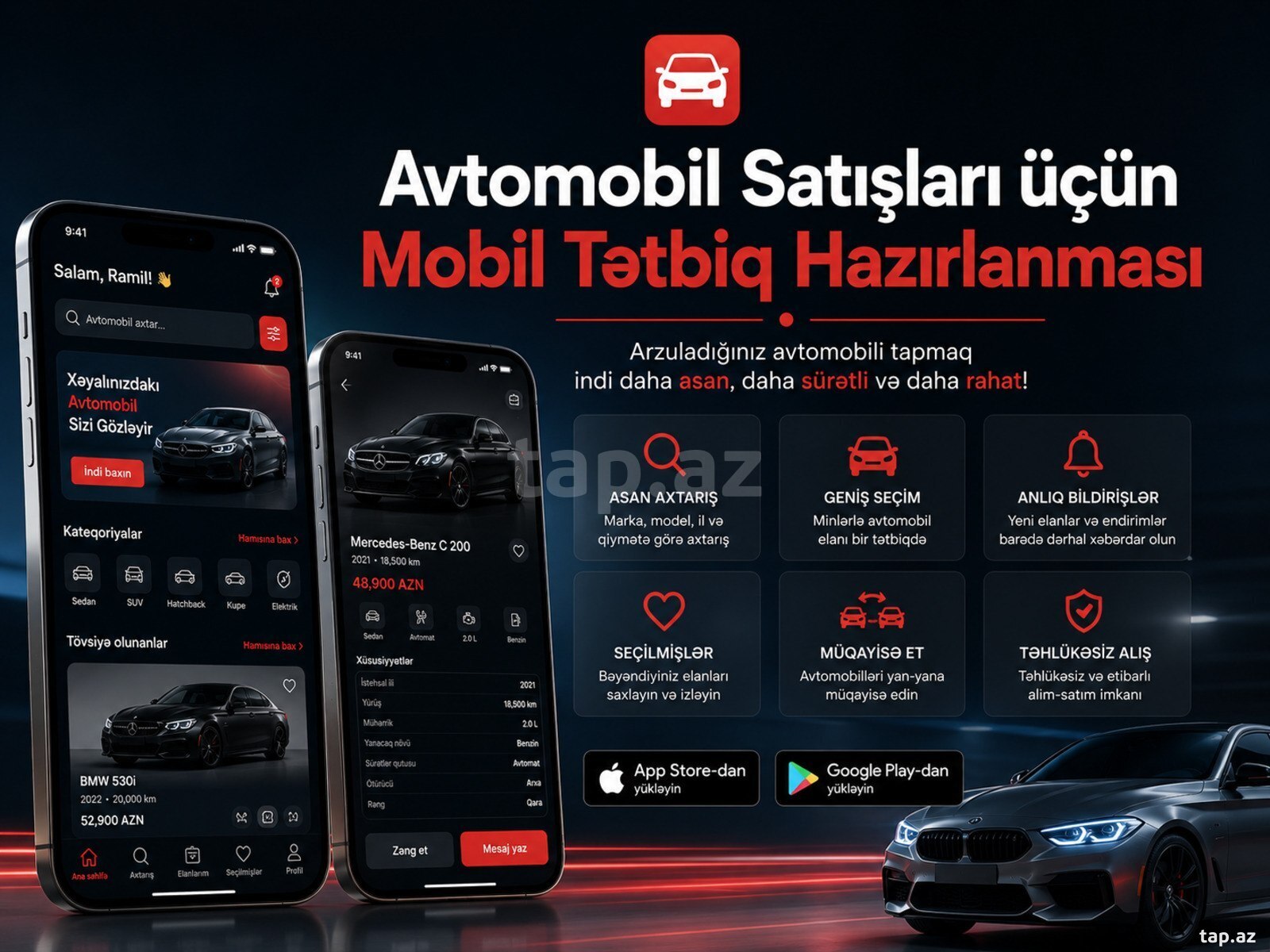 Avtomobil satışları üçün mobil proqram hazırlanması Avtomobil satışları üçün mobil proqram hazırlanması