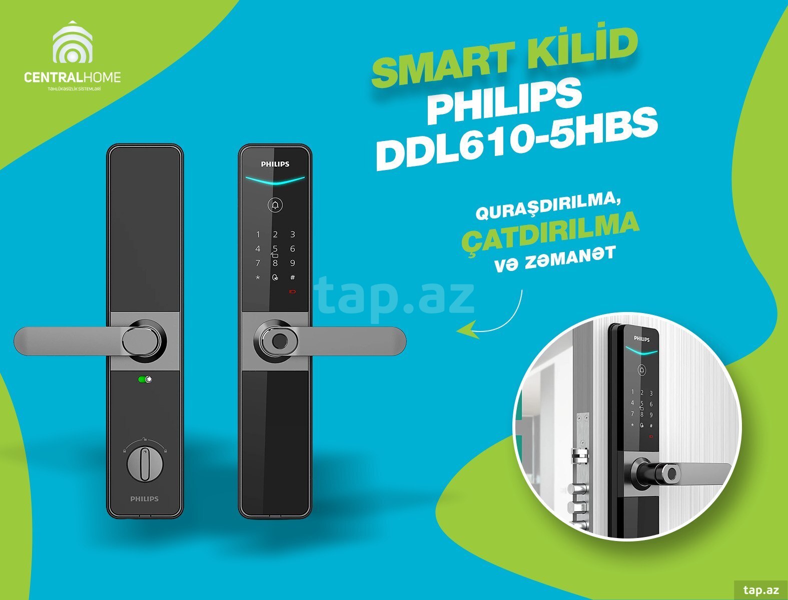 Smart (ağıllı) qapı kilidləri Philips DDL610-5HBS Smart (ağıllı) qapı kilidləri Philips DDL610-5HBS