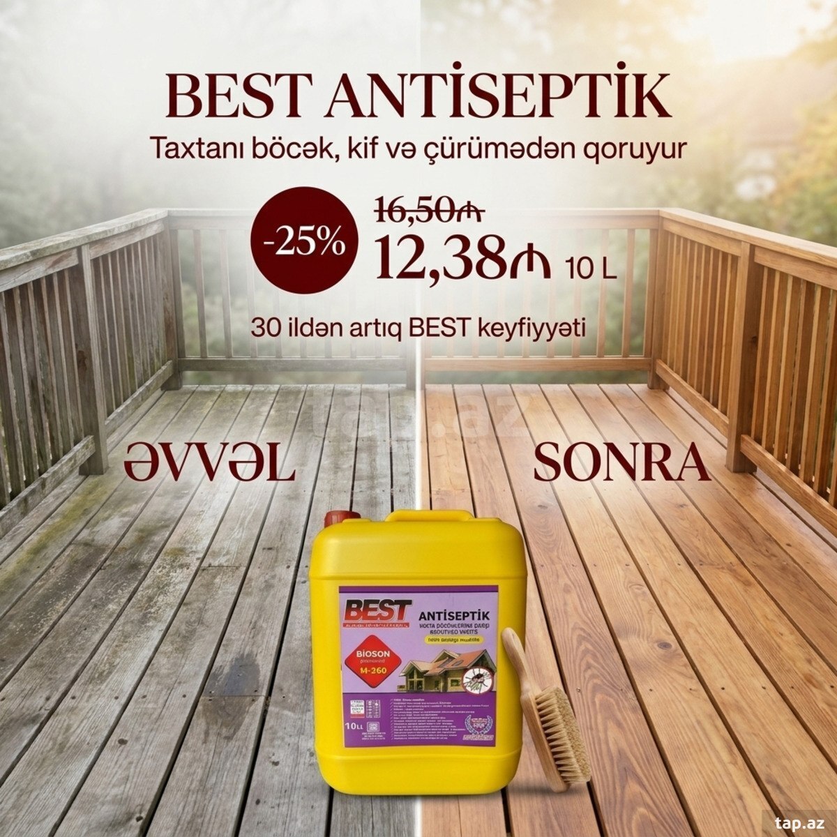 BEST ANTİSEPTİK Taxta böcəklərinə və çürüməyə qarşı qoruyucu vasitə BEST ANTİSEPTİK Taxta böcəklərinə və çürüməyə qarşı qoruyucu vasitə