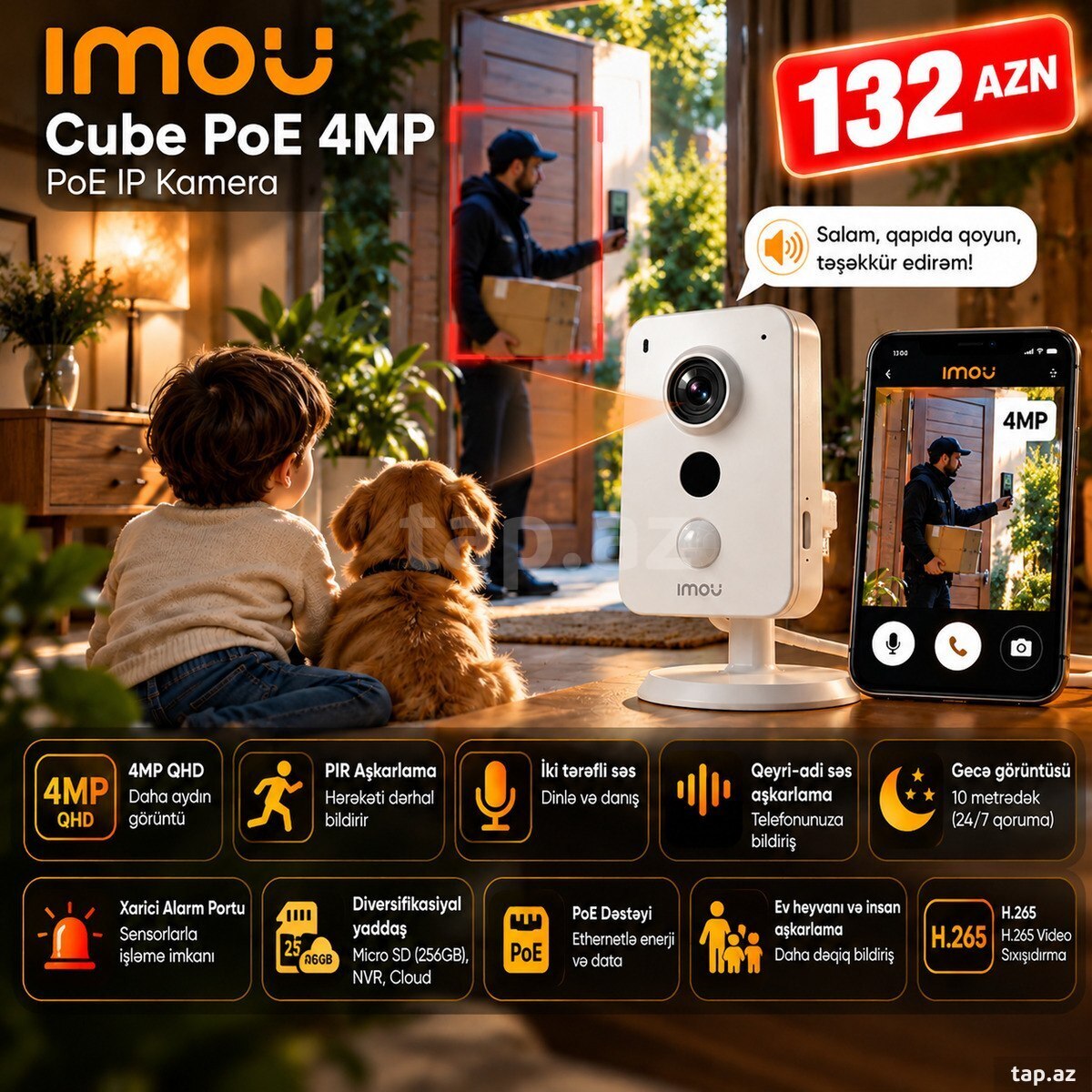 Ağıllı təhlükəsizlik kamerası IMOU Cube PoE 4MP Ağıllı təhlükəsizlik kamerası IMOU Cube PoE 4MP