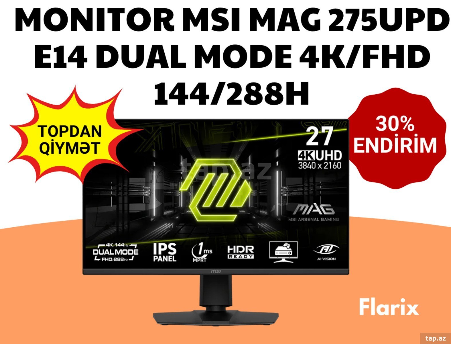 Monitor MSI MAG 275UPD E14 DUAL MODE 4K FHD 144 288H Monitor MSI MAG 275UPD E14 DUAL MODE 4K FHD 144 288H
