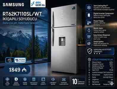 Soyuducu Samsung RT62K7110SL, WT Soyuducu Samsung RT62K7110SL, WT