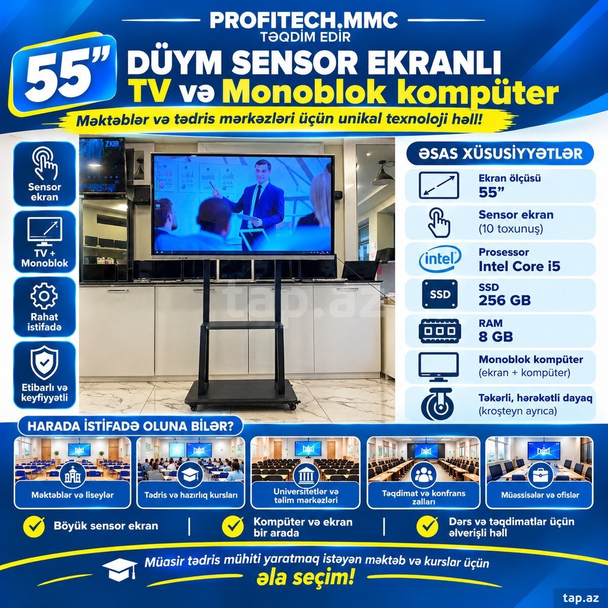 İnteraktiv TV Monoblok sensor ekran İnteraktiv TV Monoblok sensor ekran