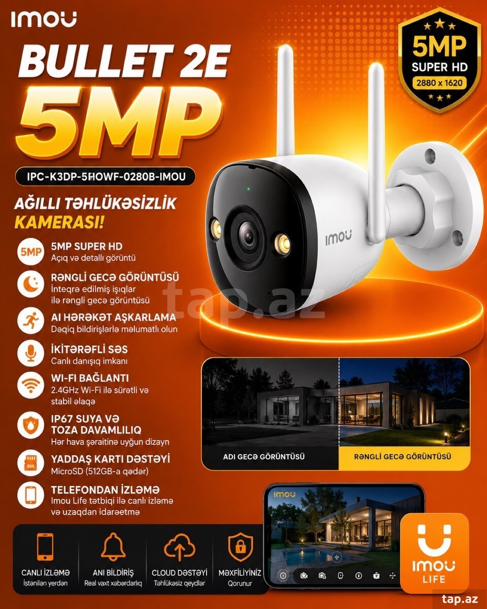 Wi-Fi kamera 5mpBullet 2E IPC-K3DP-5HOWF-0280B-imou Wi-Fi kamera 5mpBullet 2E IPC-K3DP-5HOWF-0280B-imou