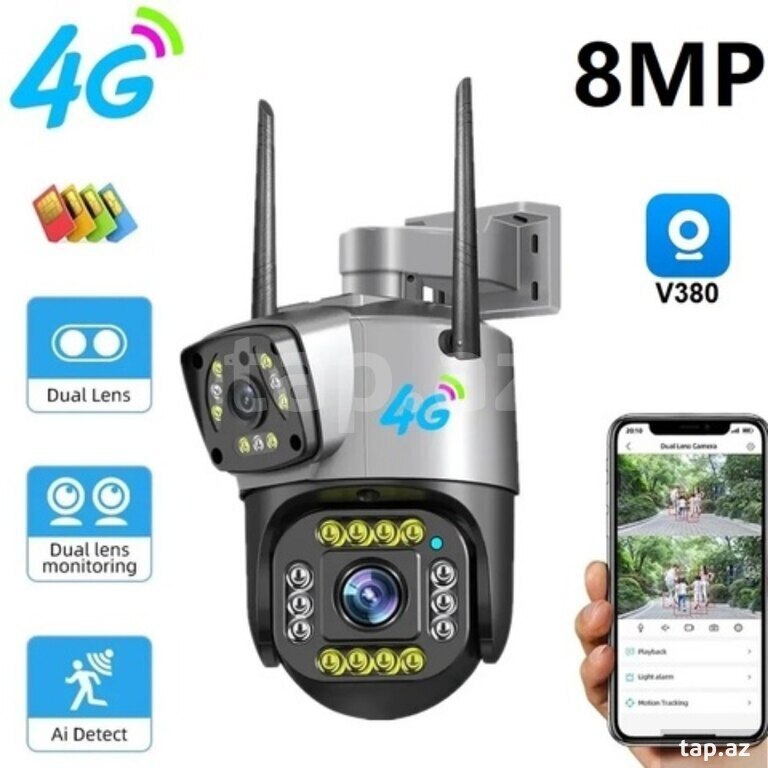 4G sim kartlı ptz 2 kamera 360 8mp 4K+64GB 4G sim kartlı ptz 2 kamera 360 8mp 4K+64GB