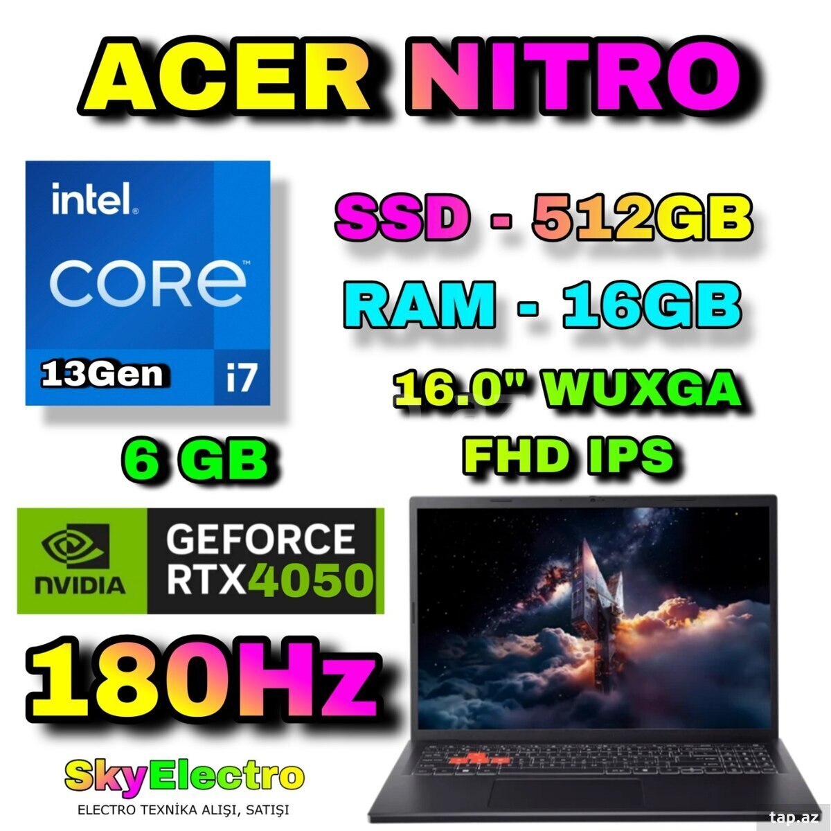 Acer NITRO NL16 i7 13Gen RTX 4050 6 GB Gaming Acer NITRO NL16 i7 13Gen RTX 4050 6 GB Gaming