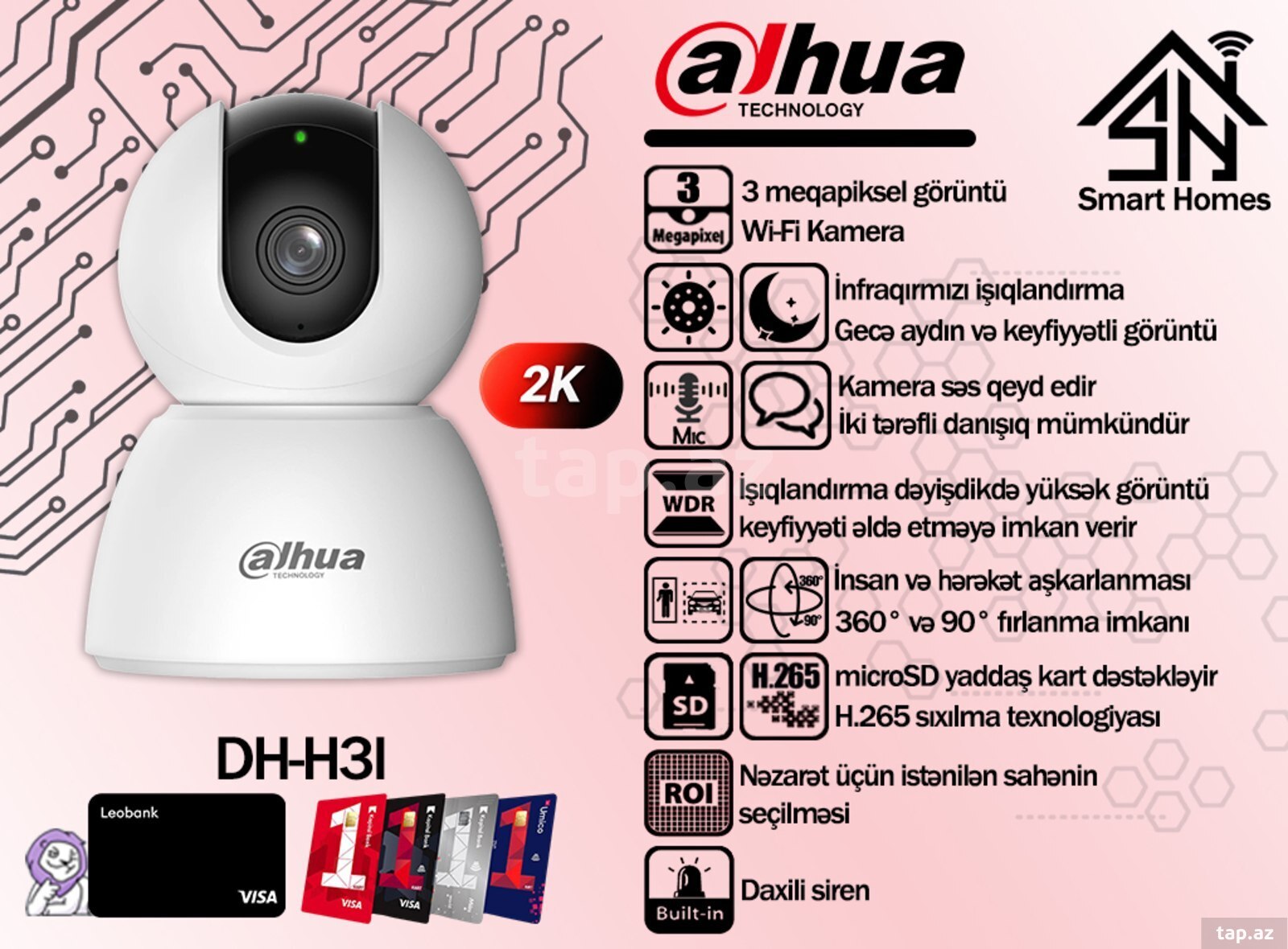 Müşahidə kamerası Dahua 3mp H3I Müşahidə kamerası Dahua 3mp H3I