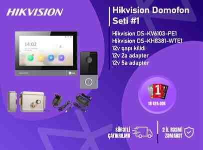Hikvision DS-KH8381-WTE1 + DS-KV6103-PE1(C) IP video domofon seti Hikvision DS-KH8381-WTE1 + DS-KV6103-PE1(C) IP video domofon seti