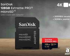 SanDisk 128GB Extreme PRO microSD UHS-I Card with Adapter C10, U3, V30, A2