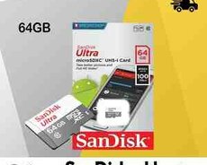 Sandisk Ultra 64gb Class 10 80Mbps Micro SD Kart və adapter