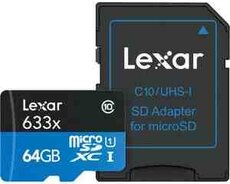 Lexar 64GB, 128GB High-Performance 633x UHS-I microSDXC Memory Card with SD Adapter