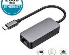 2500Mbps USB 3.0 Ethernet To RJ45 2.5G Wired Adapter Type-C Converter Lan Network Hub