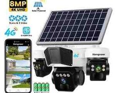 Simsiz 4G sim kartl Solar ptz 3 kamera 360 8mp, 4K