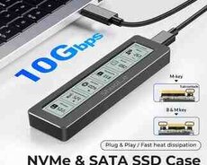 Ekranlı SSD box dual M.2 Nvme Sata TypeC