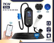 Elektromobil adapteri Type2 32 Amper - 7KW - 1 Faza - 