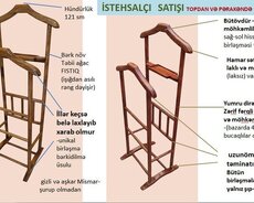 Paltar asılqanı ofis və ev üçün (Təbii ağac)