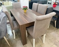 Qonaq otağı üçün, Yeni, Açılan, Dördbucaq masa, 6 stul