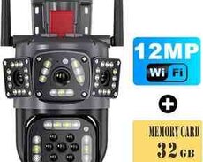 Simsiz 4G sim kartl PTZ 3 kamera 360 12MP, 4K