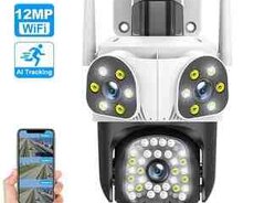 Wifi Simsiz PTZ360 3 kamera 12MP, 4K +64gb
