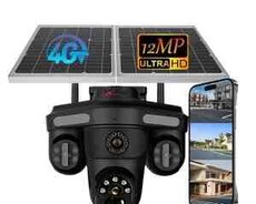 Simsiz 4G sim kartl Solar ptz 4 kamera 360 8mp, 4K