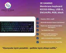 Klaviatura 2E GAMING Membrane keyboard KG350 68key, USB-A, EN, UA, RU, RGB, black