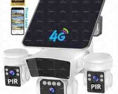 4G Tam simsiz Solar PTZ360 4 kamera 8MP, 4K+64gb