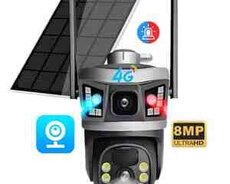 Simsiz 4G sim kartlı Solar ptz 2 kamera 360 8mp, 4K