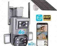 4G Sim kartlı Solar 360 FHD kamera 8MP, 4K+64GB