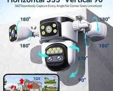 WiFi simsiz PTZ360 3 kamera 8MP, 4K 64GB