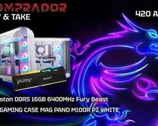 BUNDLE MSI Case MAG PANO M100R PZ WHITE mATX + Kingstone DDR5 16GB 6400MHz Fury Beast Heatsink RGB