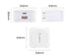 PD Charger ORICO-OR-65AC-C-EU-WH-EP 65W USB C Charger, GaN Travel Charger, Fast Charging, Dual Port