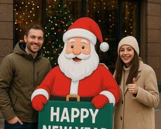 🎄✨ Şaxta Baba & Qarqız Maketləri – Tam Ölçü, Yeni İl Dekoru