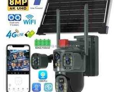 4G Sim kartlı Solar 360 FHD kamera 12MP, 4K+64GB