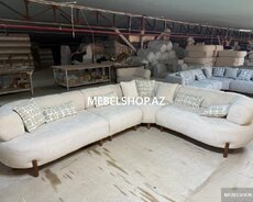 Krem böyük künc divan modeli açılan modül