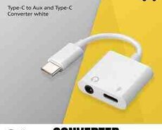 Type-C to AUX and Type-C Converter white