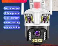 4G Tam simsiz PTZ360 3 kamera 8MP, 4K+64gb