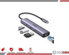 UGREEN 60600 USB C TO 3 Port USB3.0 Hub+RJ45 (1000M) Ethernet Adapter CM475